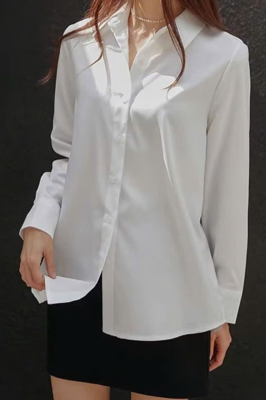 Elegant white long sleeve shirt