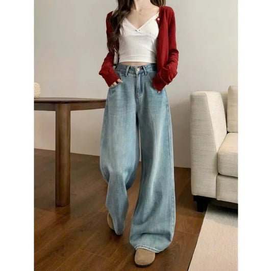 Wide leg jeans, soft, high waist, non-stretch fabric, flattering fit for women