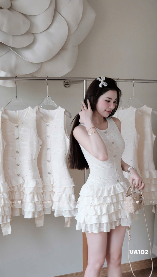 Bling Sequin Ruffle Hem Dress