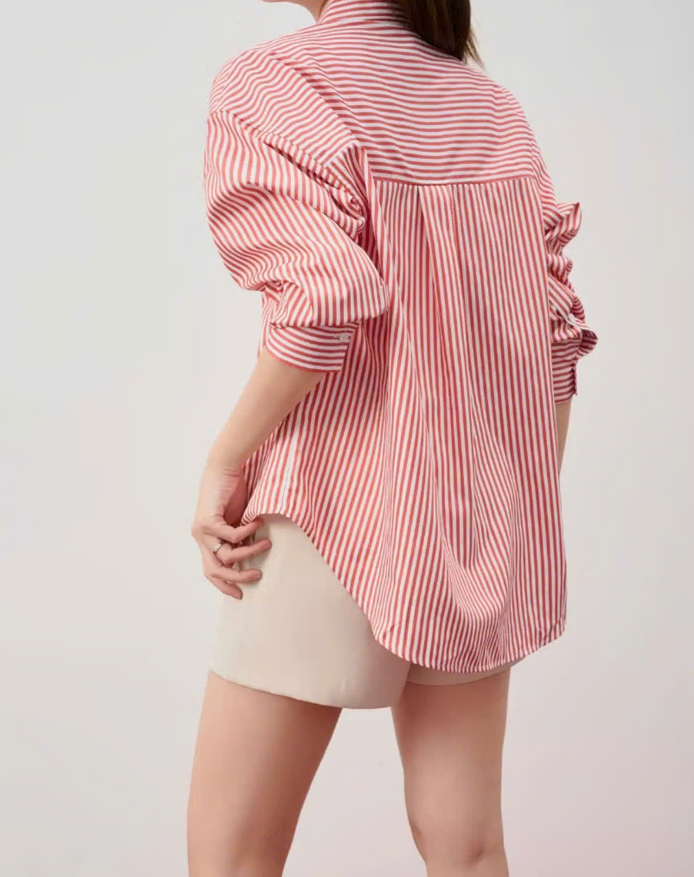 Classic Red & White Striped Button-Up Shirt